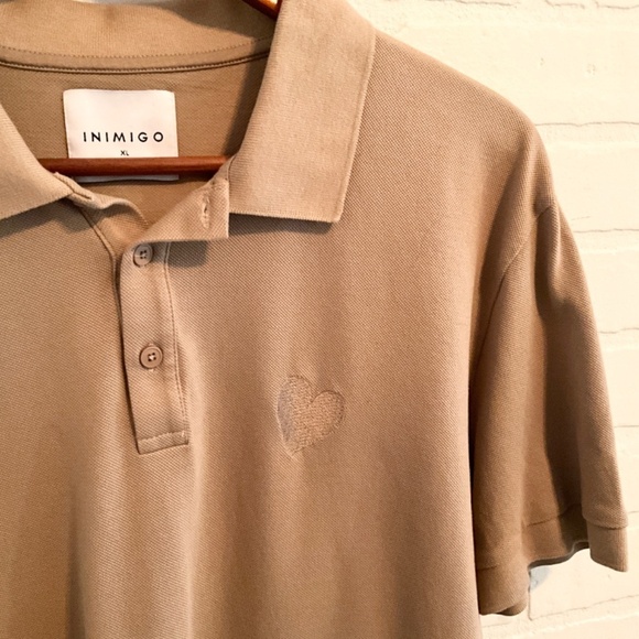 Inimigo Men’s Polo Shirt Tennis Prep Preppy Academia Neutral Beige Sand XL - Picture 7 of 11